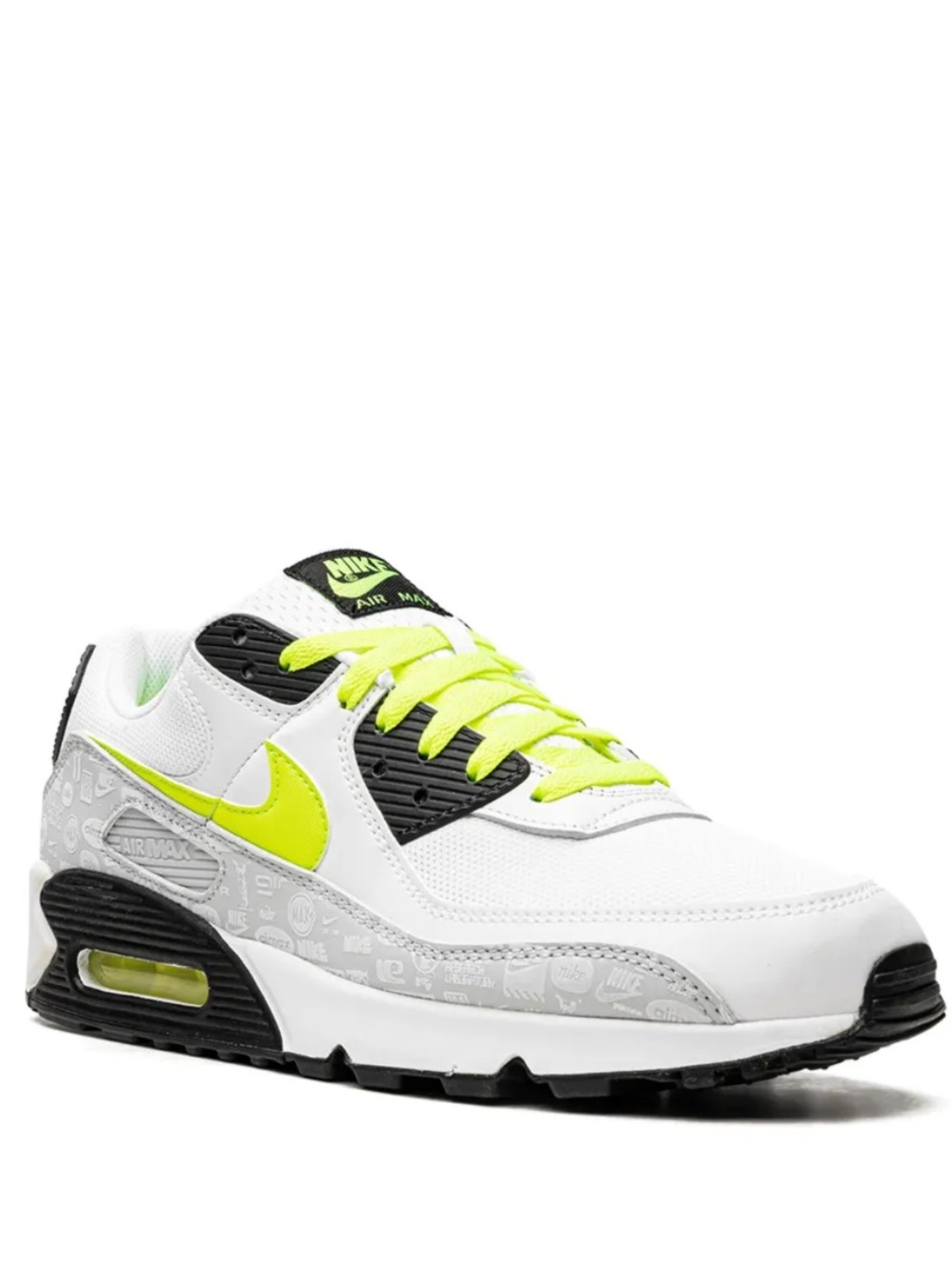 Nike Men's Air Max 90 "Reflective Logo" Sneakers in White/Volt size 13